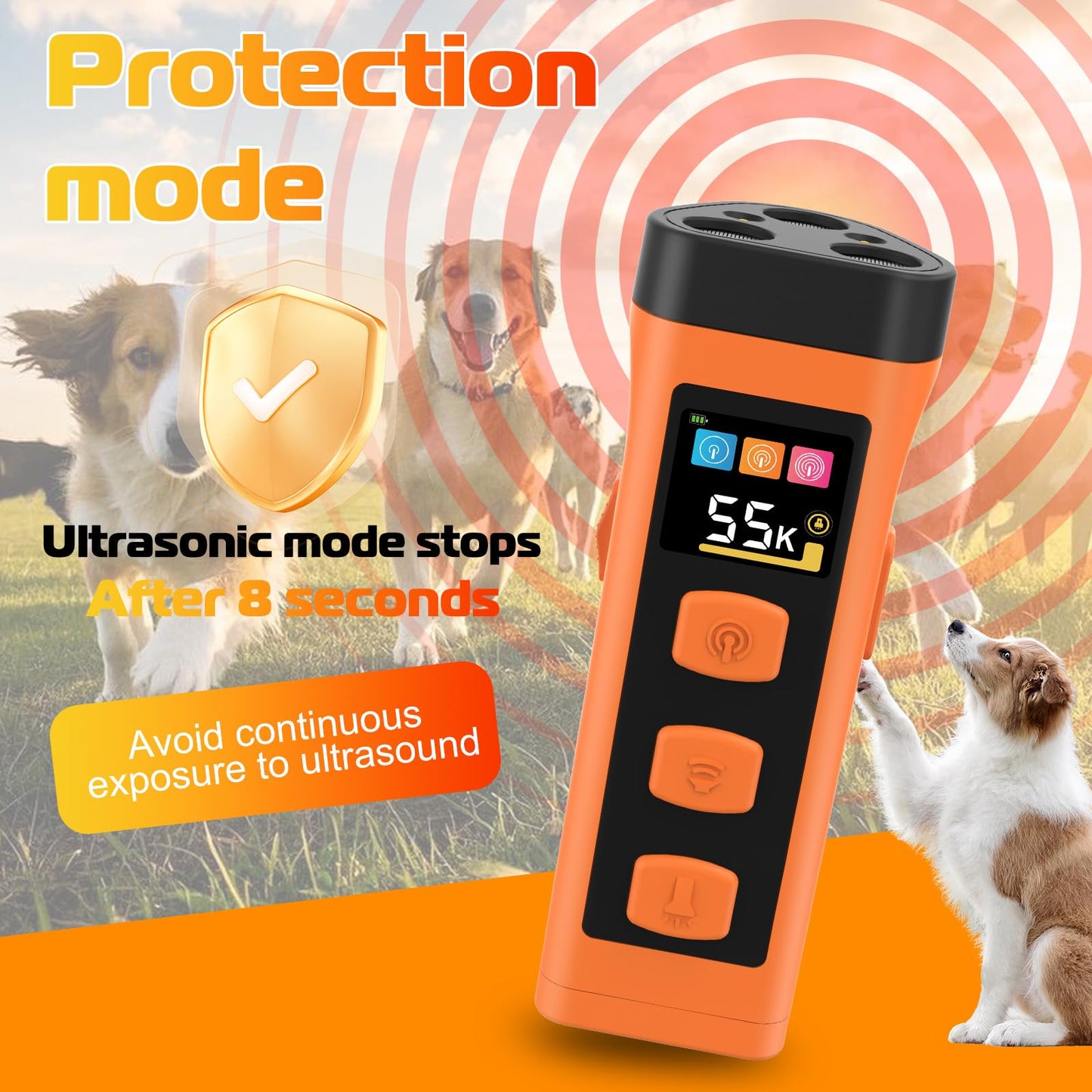 OKSJ Dog Bark Deterrent Device, 2025 Anti Barking Device for Dogs 65FT Far Ultrasound Dog Bark Deterrent, Humane Alternative to Training Collars, Works Indoors & Outdoors - Stubborn Barking Solution