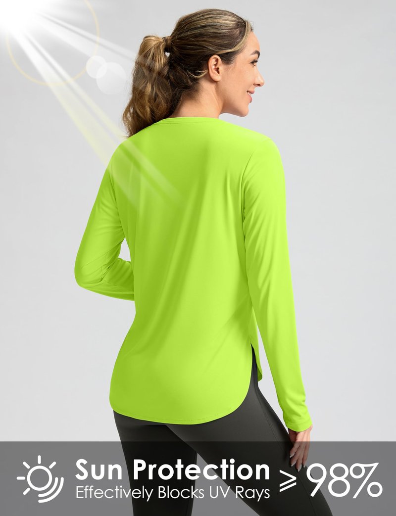 Women's Sun Shirts UPF 50+ Long Sleeve UV Protection Shirt Lightweight Quick Dry Workout Hiking Tops for Women(Bright Green,XL)