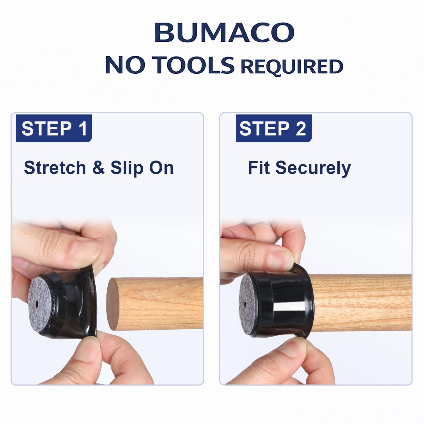 BUMACO Chair Leg Floor Protectors Chair Leg Protectors for Hardwood Floors Silicone Pads Covers to Protect Floors Black-40 Pcs Universal L (1-5/16" to 2")