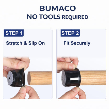 BUMACO Chair Leg Floor Protectors Chair Leg Protectors for Hardwood Floors Silicone Pads Covers to Protect Floors Black-40 Pcs Universal L (1-5/16" to 2")