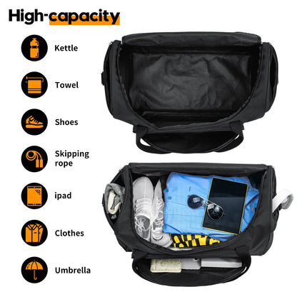 Gym Bag for Men - 55L Black Durable Large Duffle Bag for Travel, Workout, Fitness & Sport