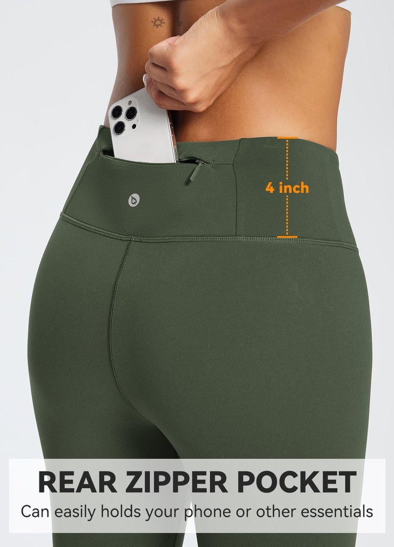 baleaf Fleece Lined Leggings for Women Water Resistant Thermal Hiking Pants Running Gear Skiing Tights Cold Weather Green M