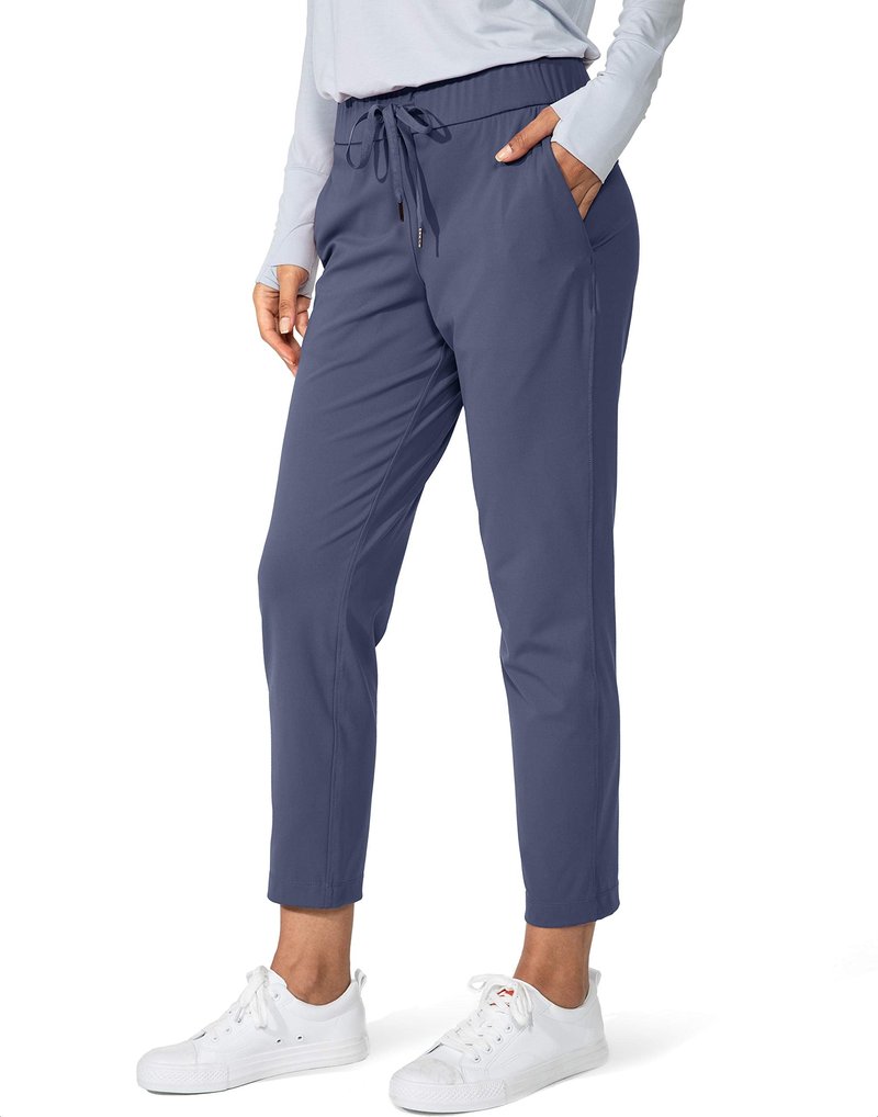 G Gradual Women's Pants with Deep Pockets 7/8 Stretch Sweatpants for Women Athletic, Golf, Lounge, Work (Dusty Blue, Small)