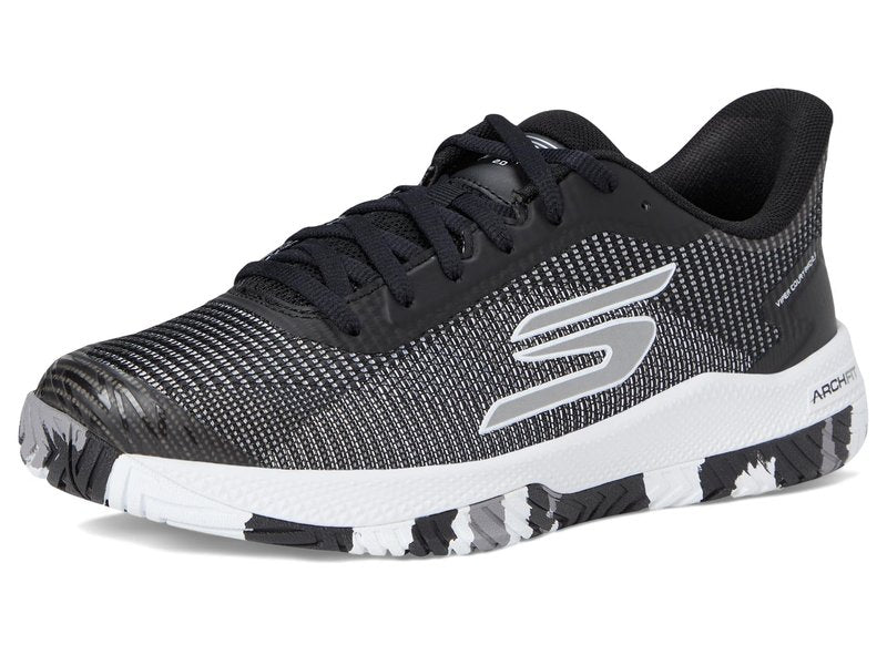 Skechers Women's Pickleball Viper Court Pro 2.0 Sneaker, Black/White, 8 Medium