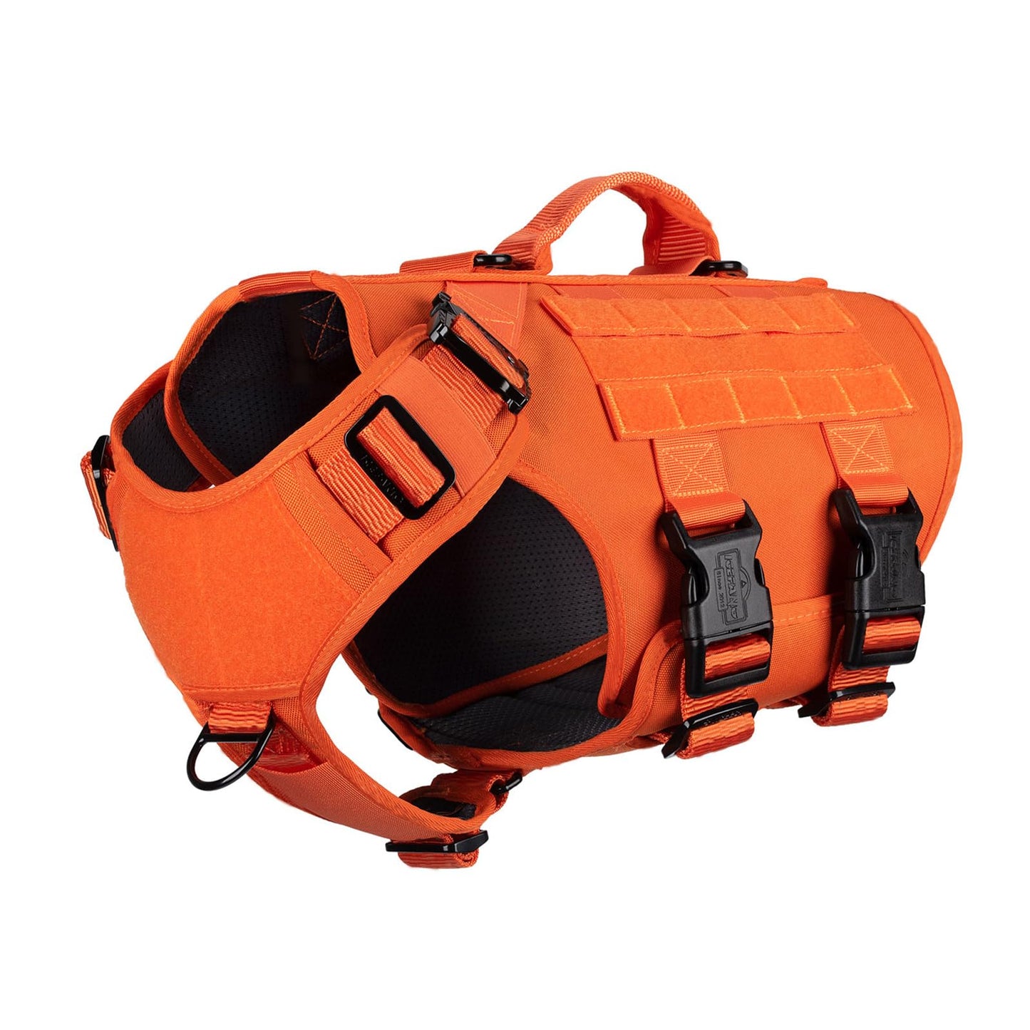 ICEFANG GN3 Tactical Dog Harness with 6X Buckle,Dog Molle Vest with Handle,3/4 Body Coverage,Hook and Loop Panel for ID Patch,No Pulling Front Clip (L (28"-35" Chest), Orange)