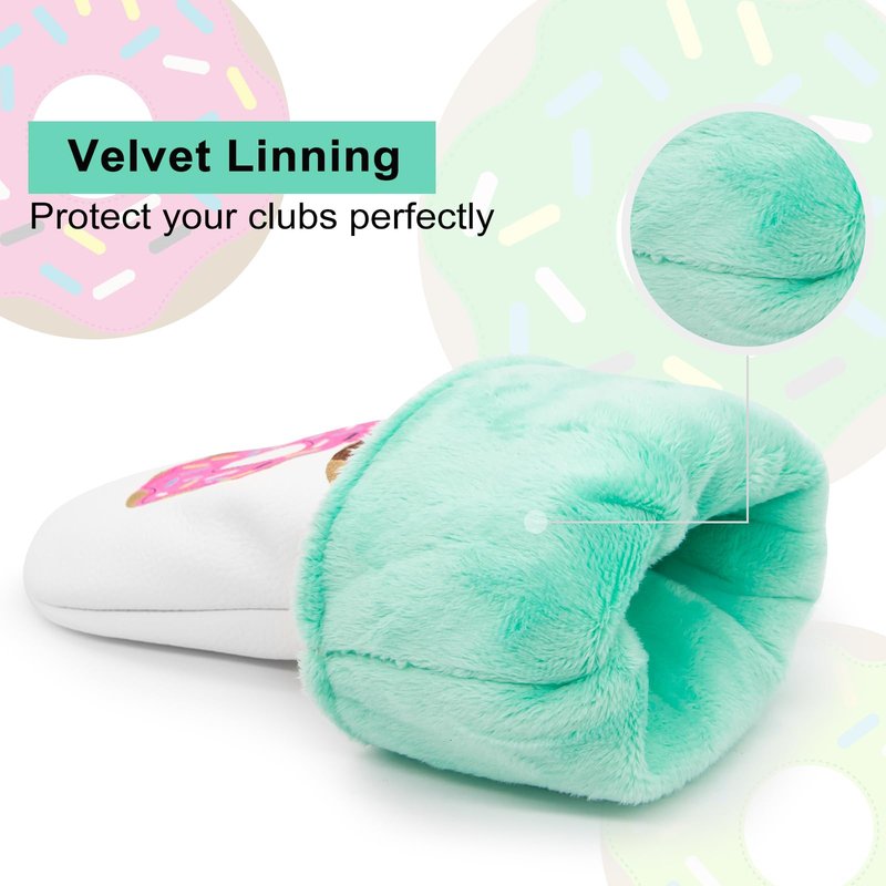 Golf Club Head Covers - Golf Driver Headcover/ 3 Wood Fairway Cover/Hybrid Headcover Head Covers - Donuts Style Premium Leather Driver Fairway Wood Rescue Head Covers Rotatable (for Fairway(1pc))