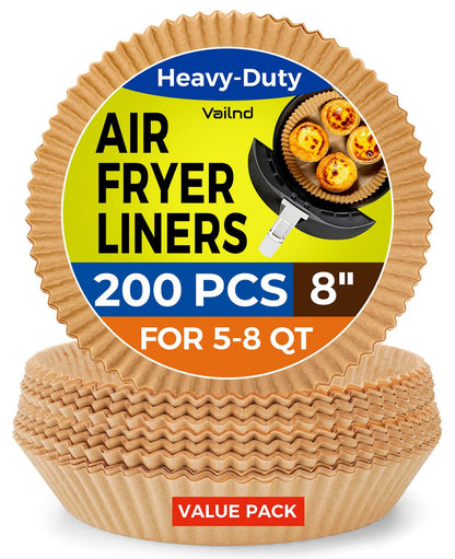 Air Fryer Paper Liners, 200pcs Air Fryer Liners Disposable, 8" Square Baking Liner for 5-8 qt Airfryer Basket, Non-stick and Oil Proof Parchment Paper for Oven, Pans & Baking