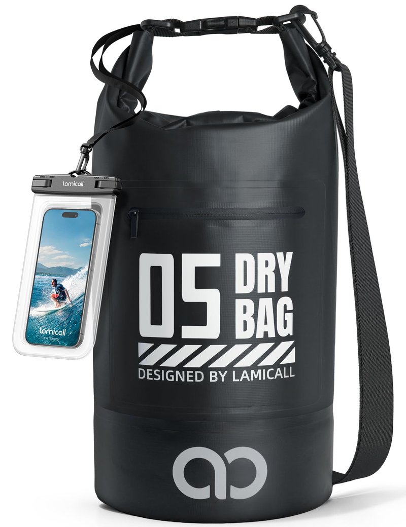 Lamicall Waterproof Dry Bag with Phone Pouch, Floating Roll Top Backpack for Kayaking, Boating, Swimming and Camping