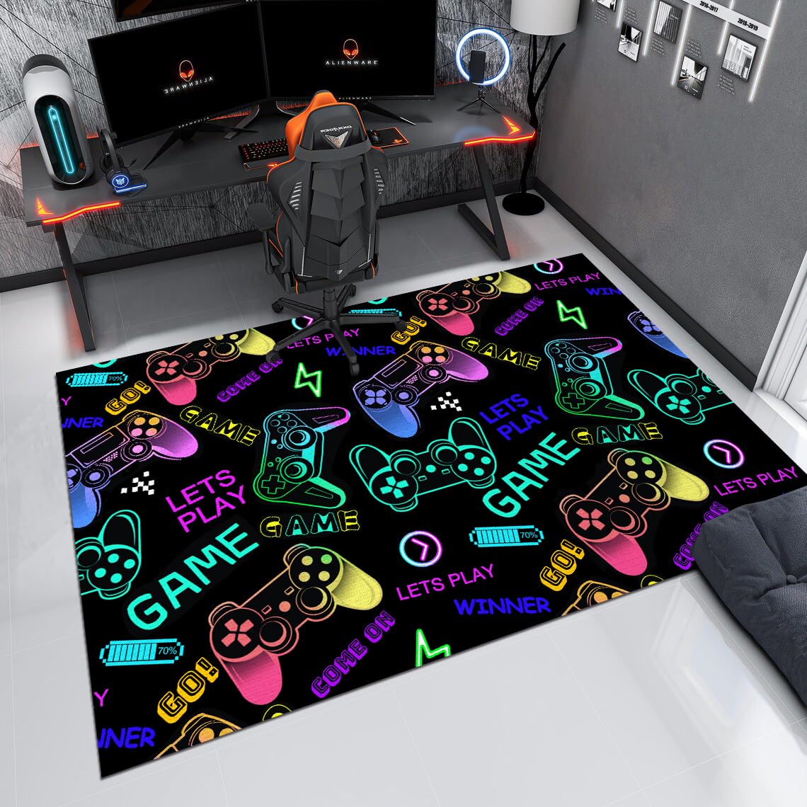 Gaming Area Rugs for Boys Cool Gamer Rugs Teens Large Video Games Carpets for Bedroom Game Console Decorative Floor Mats for Playroom 60" x 39"