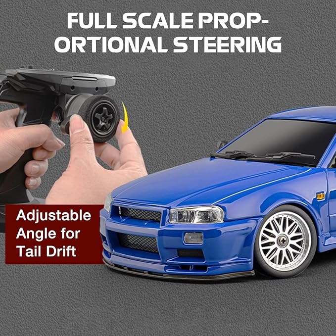 ARRIS LD1899 1/18 RC Drift Car GTR R34 2.4GHz RWD with Gyroscope on-Road Alloy Body Shell Racing Cars Radio Control Silver