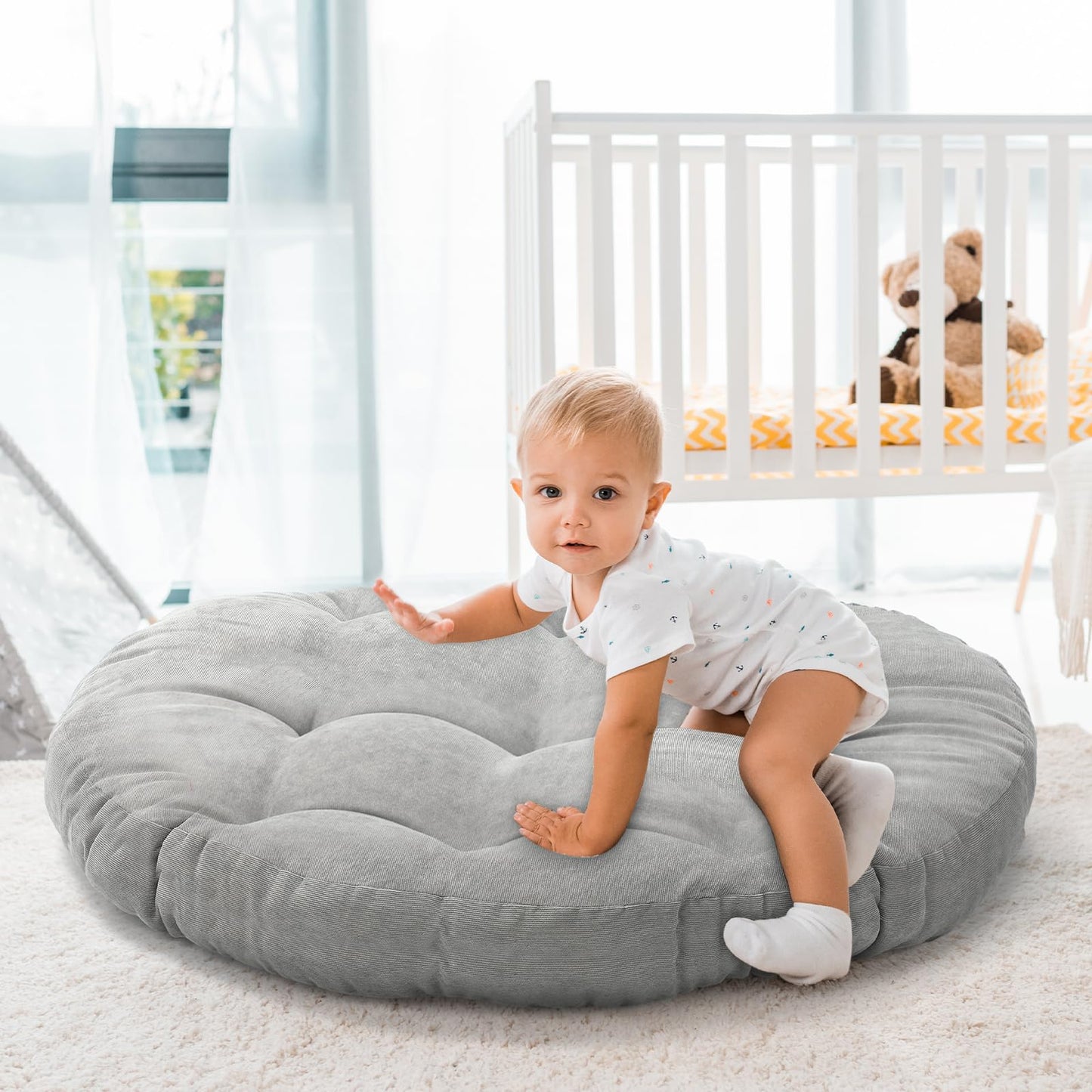 Funnymoom Extra Large Floor Pillow 35 Inch Round Circle Chair Floor Meditation Cushion Papasan Swing Cushion for Adults Oversized Playroom Pillows Big Pillow for Yoga Living Room Sofa