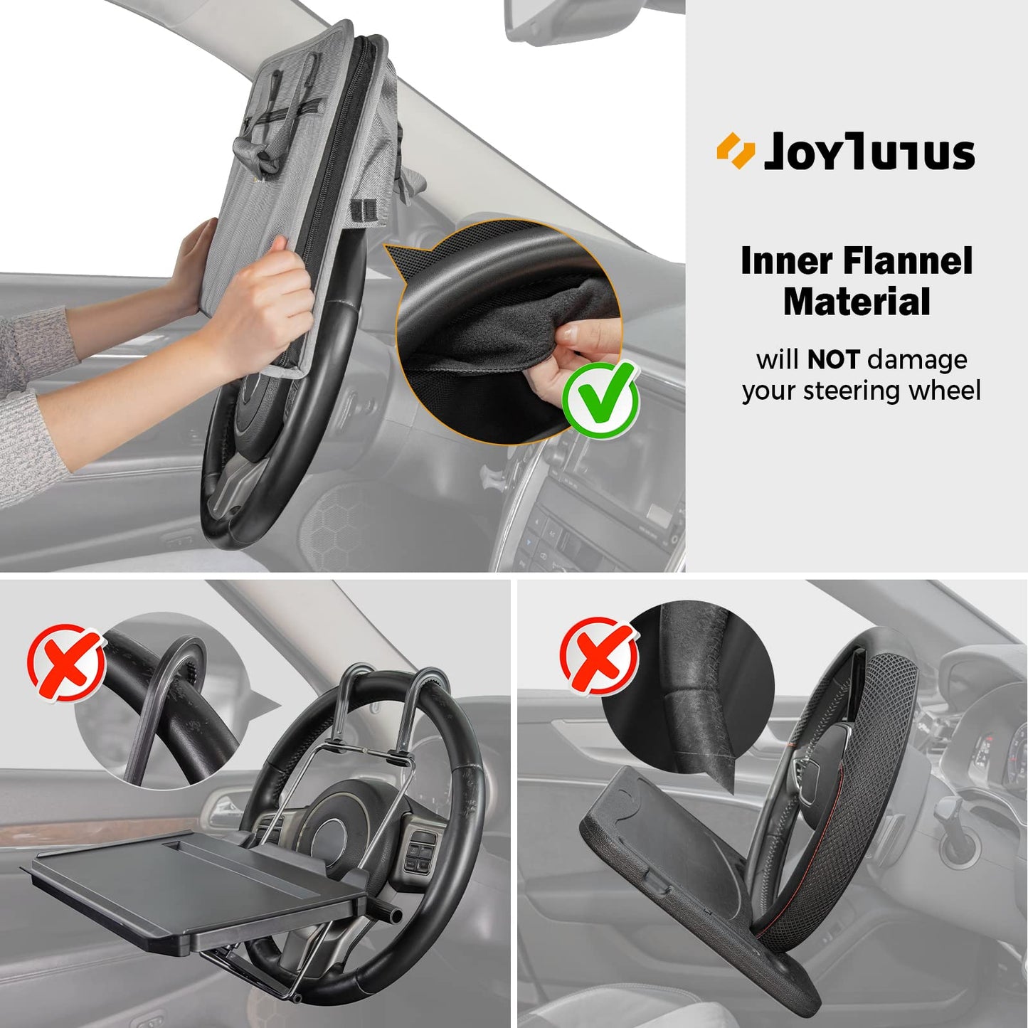 JOYTUTUS 3 in 1 Steering Wheel Eating Tray, Car Back Seat Laptop Desk, Multifunctional Office Bag, Car Work Table for Writing, Car Organizer for Kids, Commuters, Family