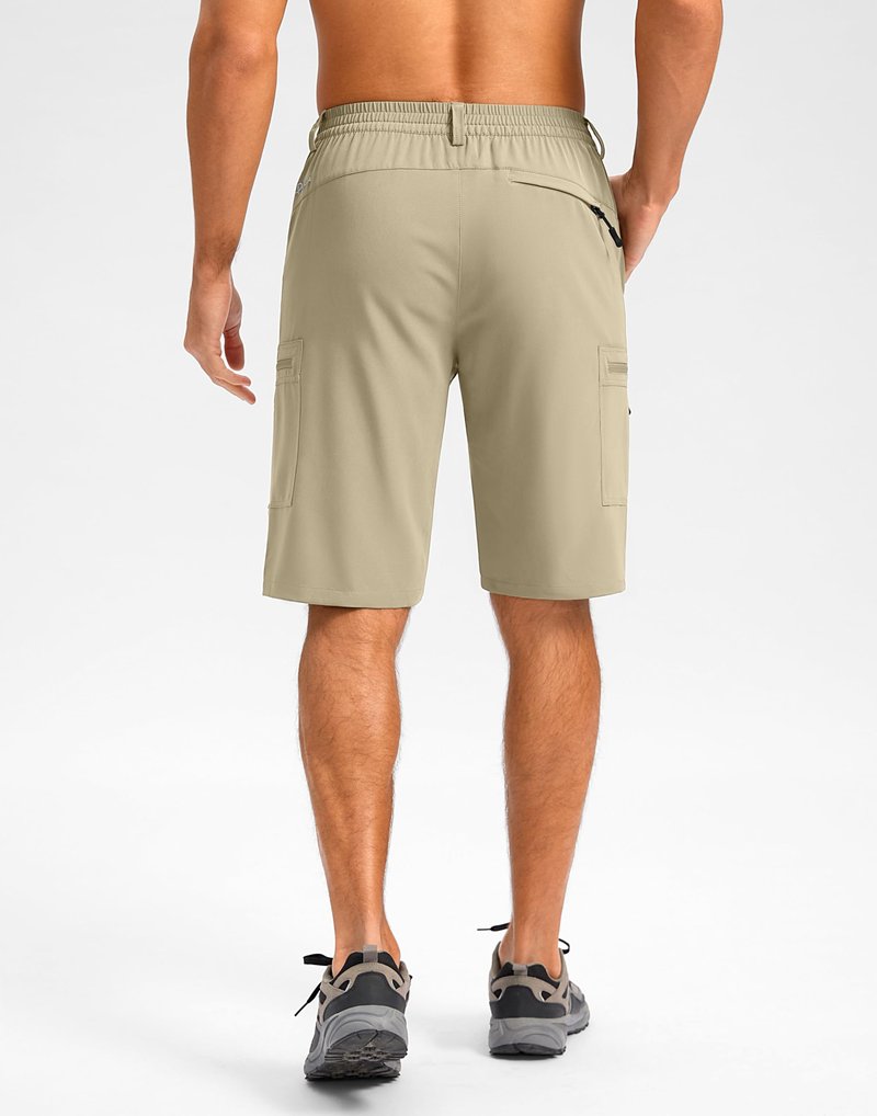 Pudolla Men's Hiking Shorts 11" Lightweight Cargo Work Shorts for Men Summer Travel Golf Casual Outdoor with 5 Pockets(Khaki XX-Large)