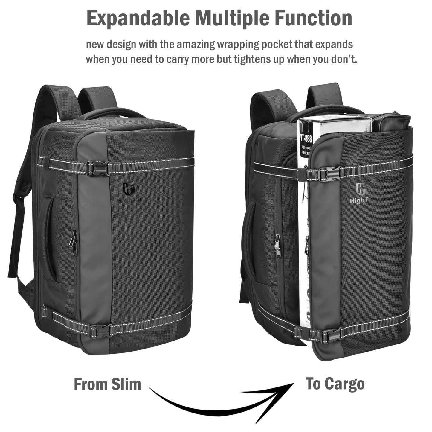 HIGH FIT Travel Backpack 40L, TSA Friendly Airline Flight Approved Carry On Laptop Backpacks Lightweight Business Knapsack,Large Capacity Rucksack,Weekender Bag Daypack,Fits 17.3 Inch Laptop