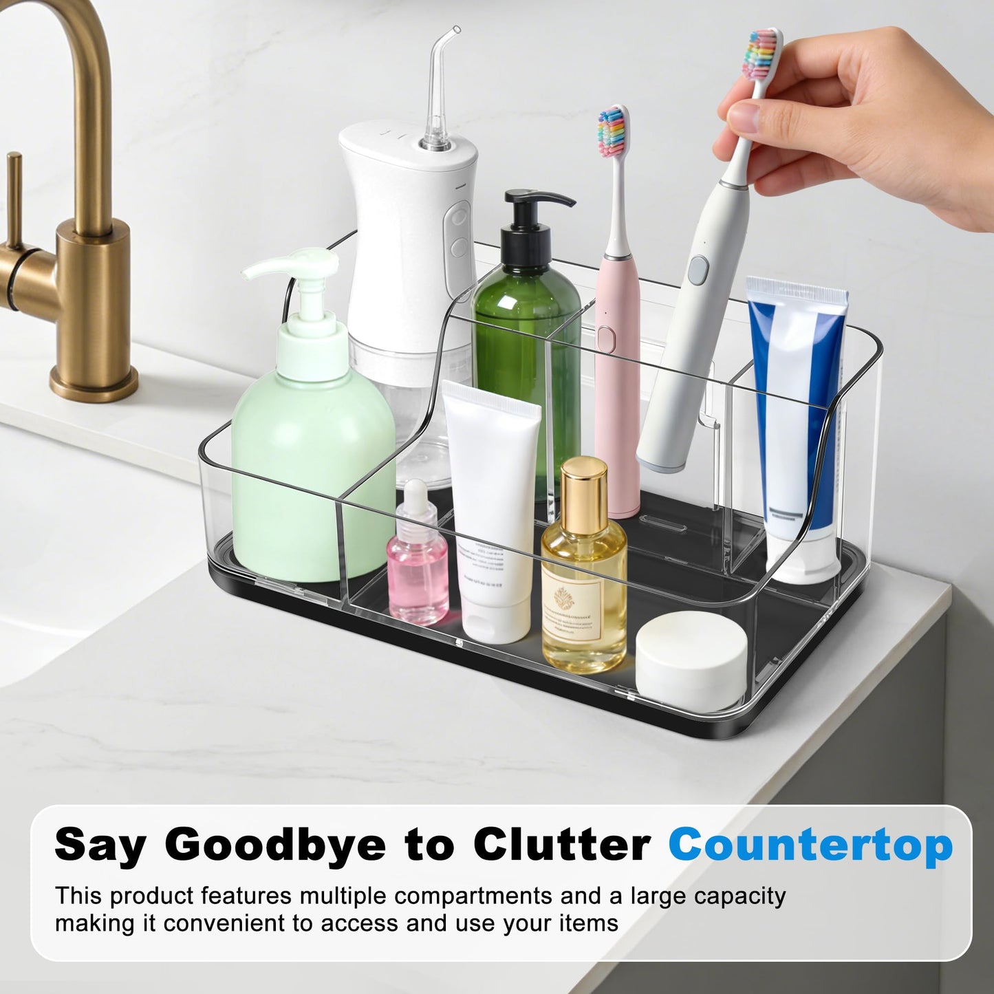 Black Cosmetic Storage Box Dressing Table & Bathroom Counter Storage Lipstick & Brush Beauty Organizer Dressing Table Skincare Organizer Suitable for Bathroom, Living Room, and Kitchen Storage