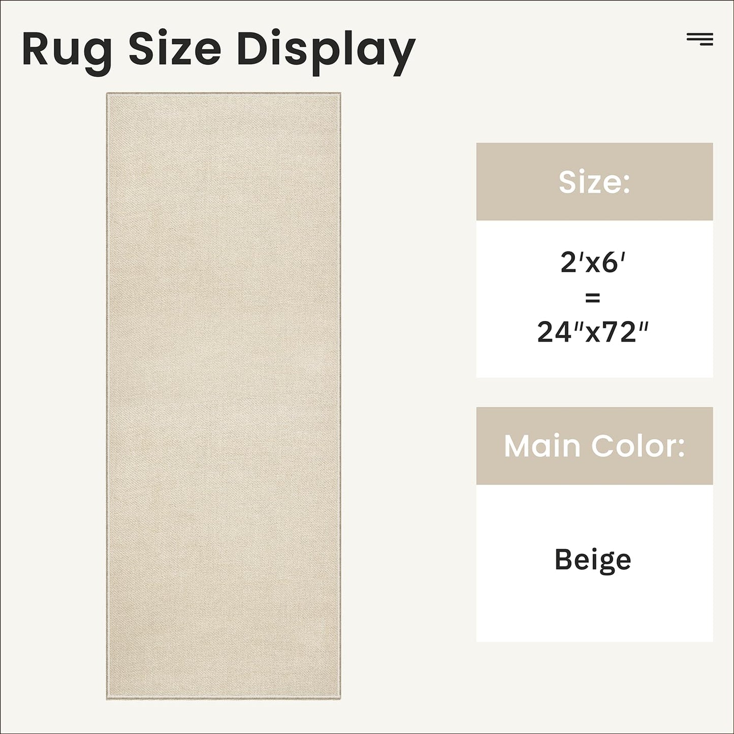 2x6 Runner Rug for Hallways Non Slip, Entryway Rugs with Rubber Backing, Washable Kitchen Carpet Runner Woven Rug, Indoor Mat for Bathroom, Beige Rugs for Bedroom