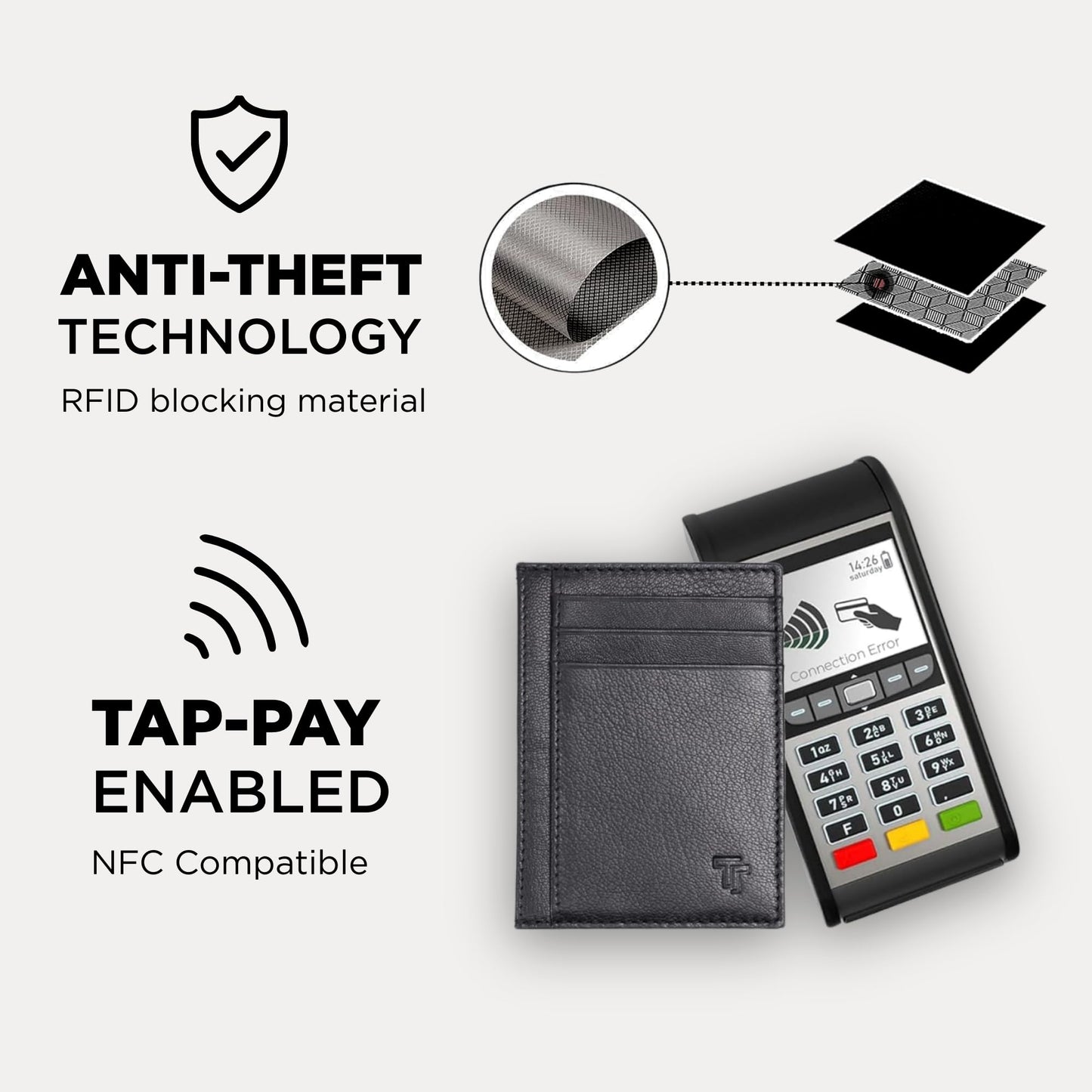 TRUTANN Black Leather Wallet – Classic Vertical Slim Card Holder | Real Genuine Leather Mens Wallet | RFID Secure | Fits Up to 8 Cards & Currency | Tap to Pay Feature | Quality Credit Card Holder
