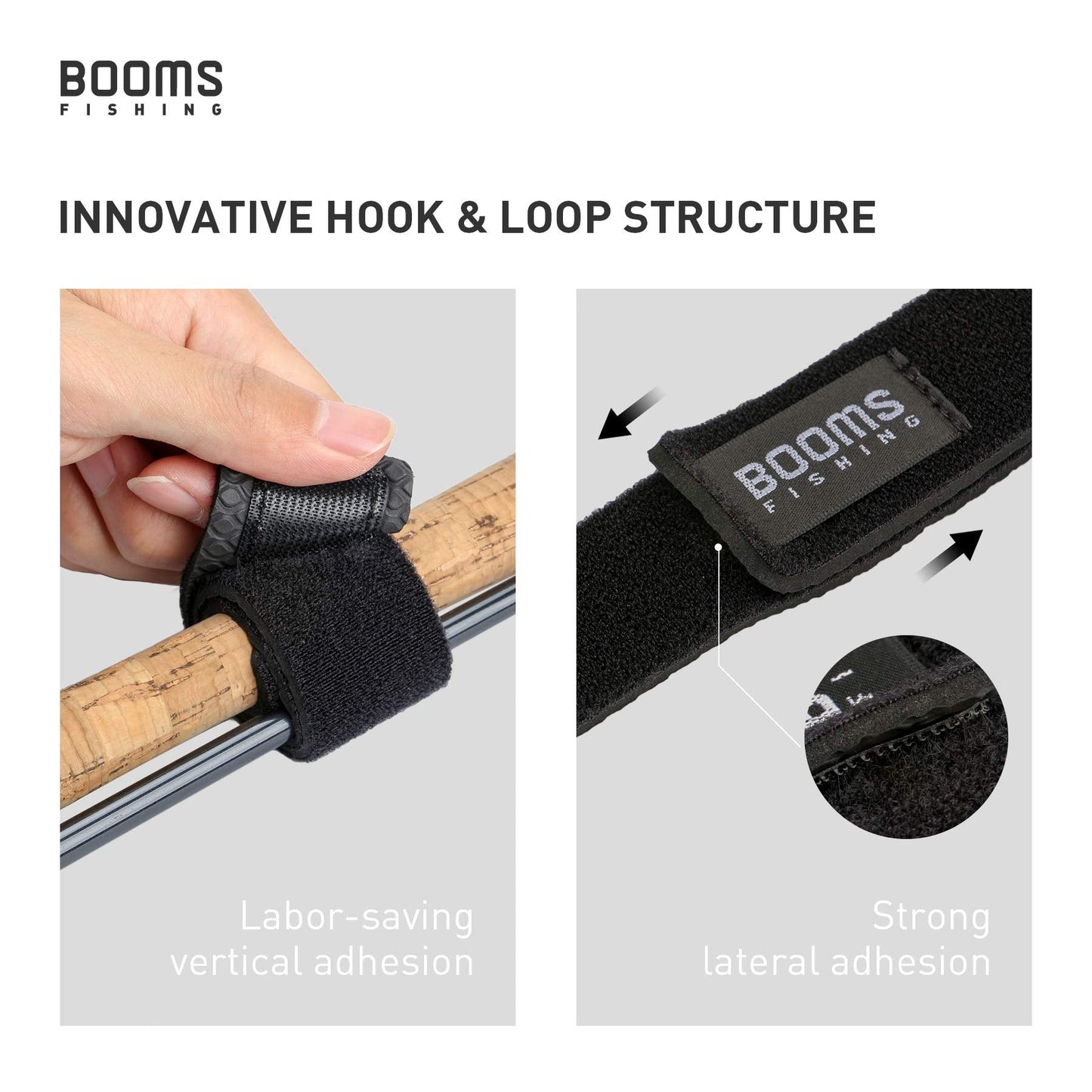 Booms Fishing RS3 Fishing Rod Wrap Pole Straps, Assorted Colors 9.6" 6pcs