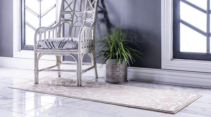 Unique Loom Rushmore Collection Area Rug - Taft (2' x 6' 1" Runner, Snow White/ Beige)