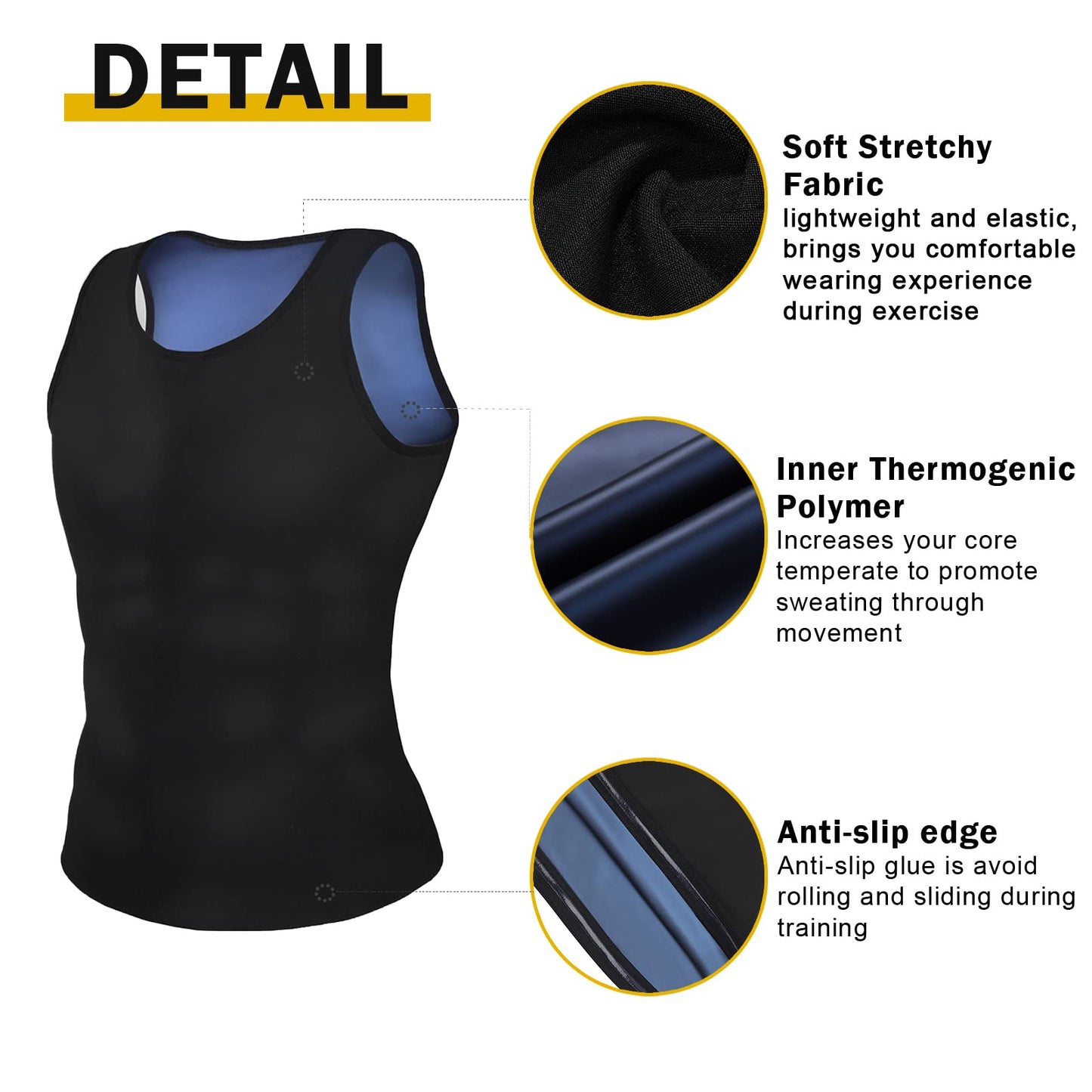 BXVX Sauna Suit Sweat Waist Trainer Vest for Men Sweat Workout Tank Top Shaper L/XL