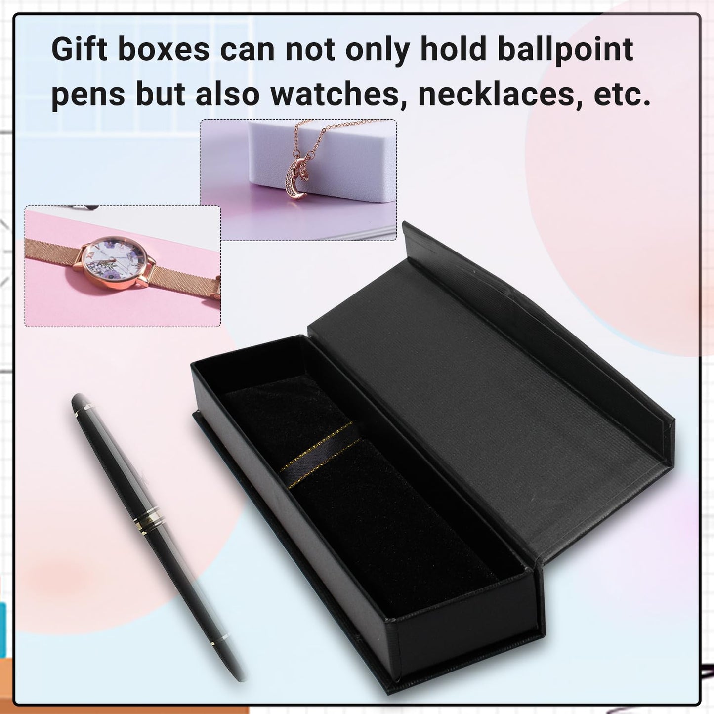 Olutacot 42 Pcs Pen Gift Boxes Empty Black Ballpoint Pen Gift Box with Cushion Pen Jewelry Display Box Empty Present Collection Cases for Birthday Souvenir Business Gifting Office Supplies