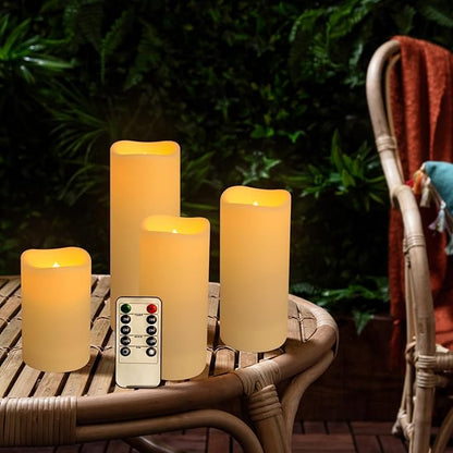Set of 96 Flameless Led Battery Opeated (D2.2'' x H4''5''6'') Waterproof Outdoor Indoor Candles with 10-Key Remotes and Cycling 24 Hours Timer