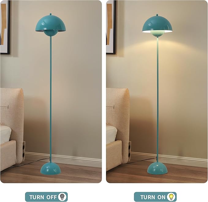 Modern Flowerpot Floor Lamp for Living Room, Industrial Tall Standing Lamp for Bedroom, Metal Shade Reflecting Light Reading Floor Lamp for Bedroom, Nursery Room, Corner(Light Blue)