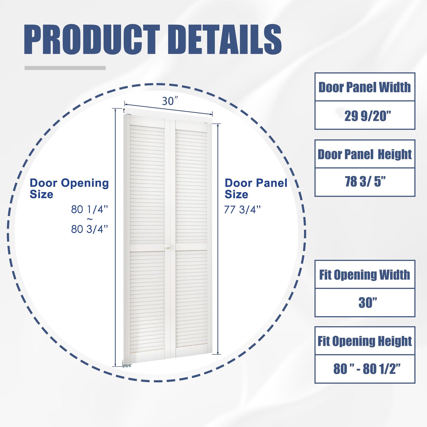 BARNER HOME Louvered Bi-Fold Door, Fits 30" x 80" Standard Openings, White Folding Closet Door with Hardware Kit, Ventilated MDF 2 Panels, Ideal for Laundry, Bedroom, or Pantry