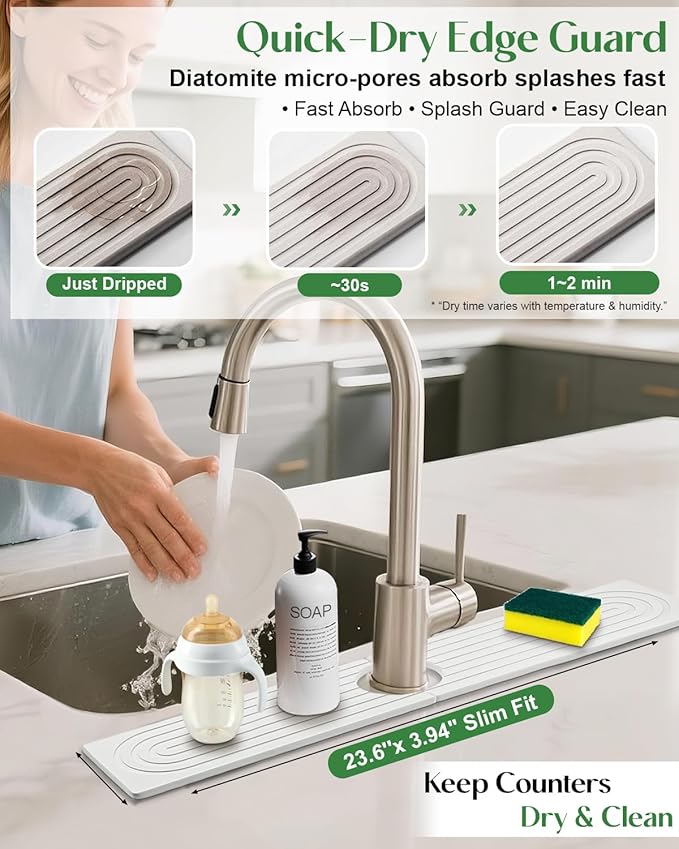 Stone Drying Mat for Kitchen Faucet: Diatomite Stone Drying Tray