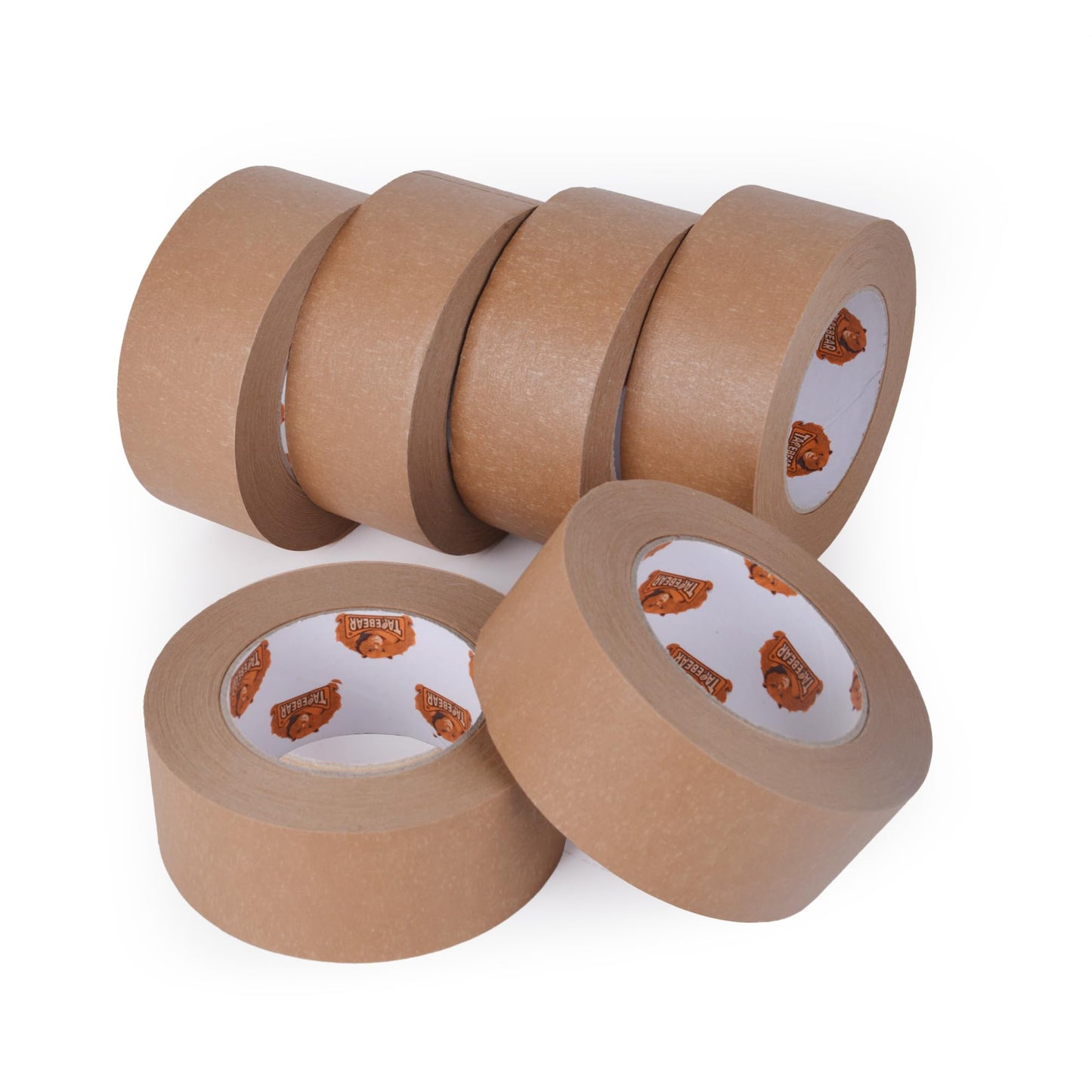 TAPEBEAR Eco-Friendly Kraft Paper Tape, Biodegradable Kraft Paper Tape, Recyclable Writable Packing Tape, Non-Coated Surface for Masking, Sealing, 2inch x 60yards, 6Rolls
