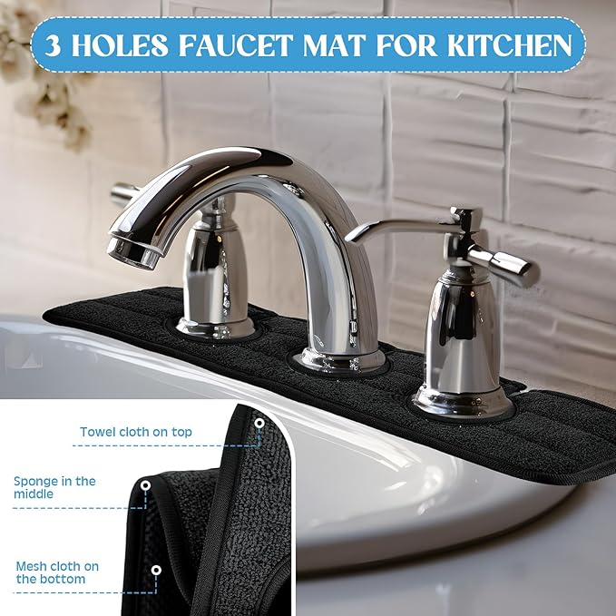 2 Pcs Faucet Mat for Kitchen Sink Splash Guard for Kitchen Sink Faucet Dish