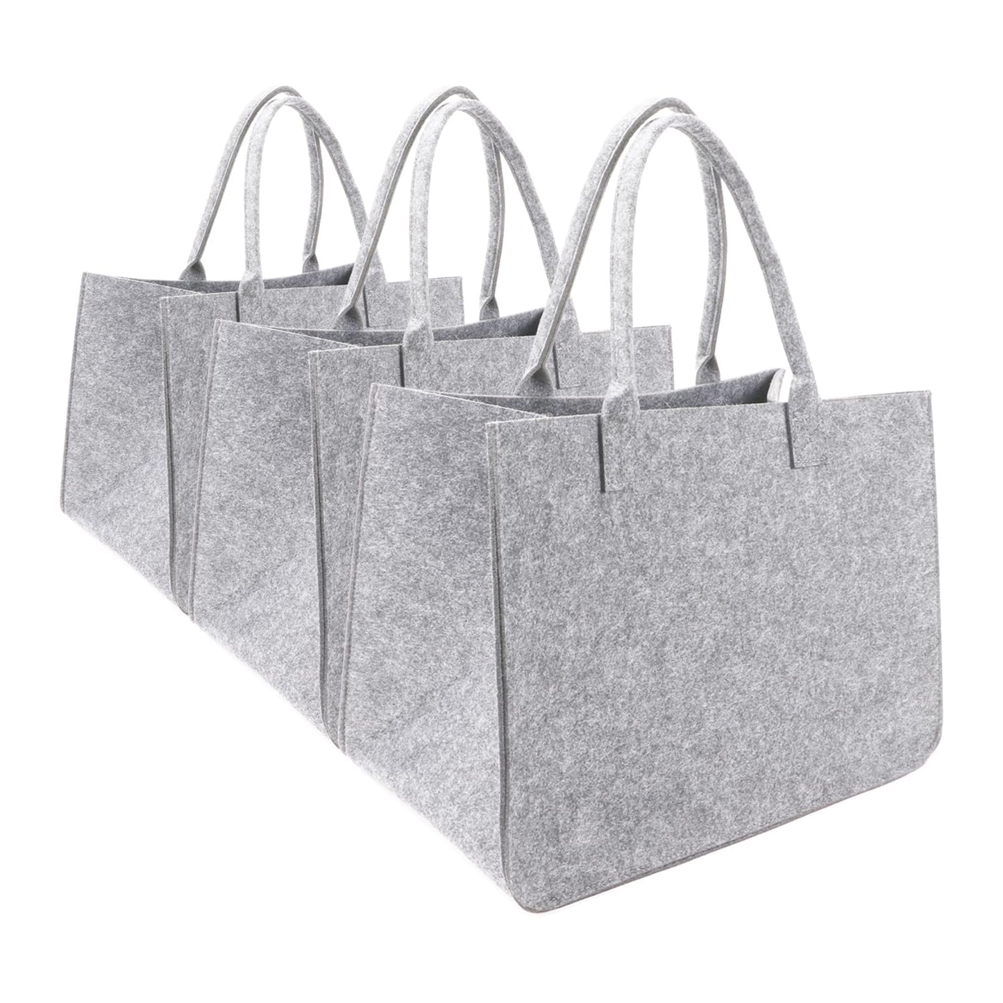 MEIANJU Kitchen Reusable Grocery Bags Felt Tote Bags 3pcs for Grocery Shopping Felt Bags (16"x12"x10", Dark Grey)