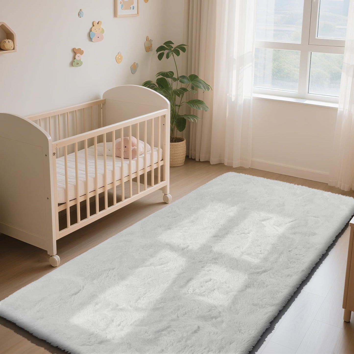 Soft Runner Rugs for Bedroom, White 2x6 Area Rugs Fluffy Rug Shag Area Rug Carpet, Bedside Rug for Living Room Bedroom Room Home Decor
