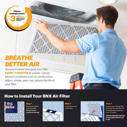 BNX TruFilter 20x25x5 (19.88’’ x 24.75’’ x 4.38‘ Honeywell Compatible 4”) MERV 11 Air Filter (2-Pack) - MADE IN USA - HVAC AC Furnace Filters for Allergies, Dust, Pet, Smoke, Allergy MPR 1200 FPR 7