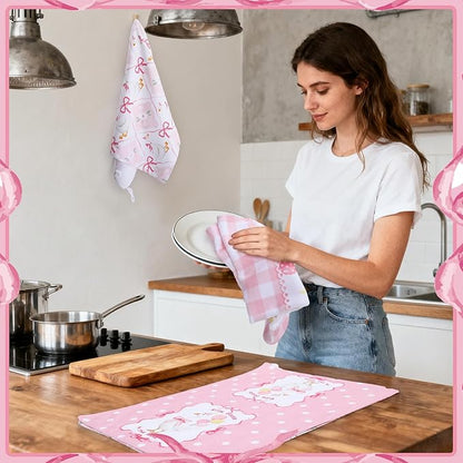 Breling Set of 6 Silly Goose Kitchen Towels Funny Goose Dish Towel Decor Pink