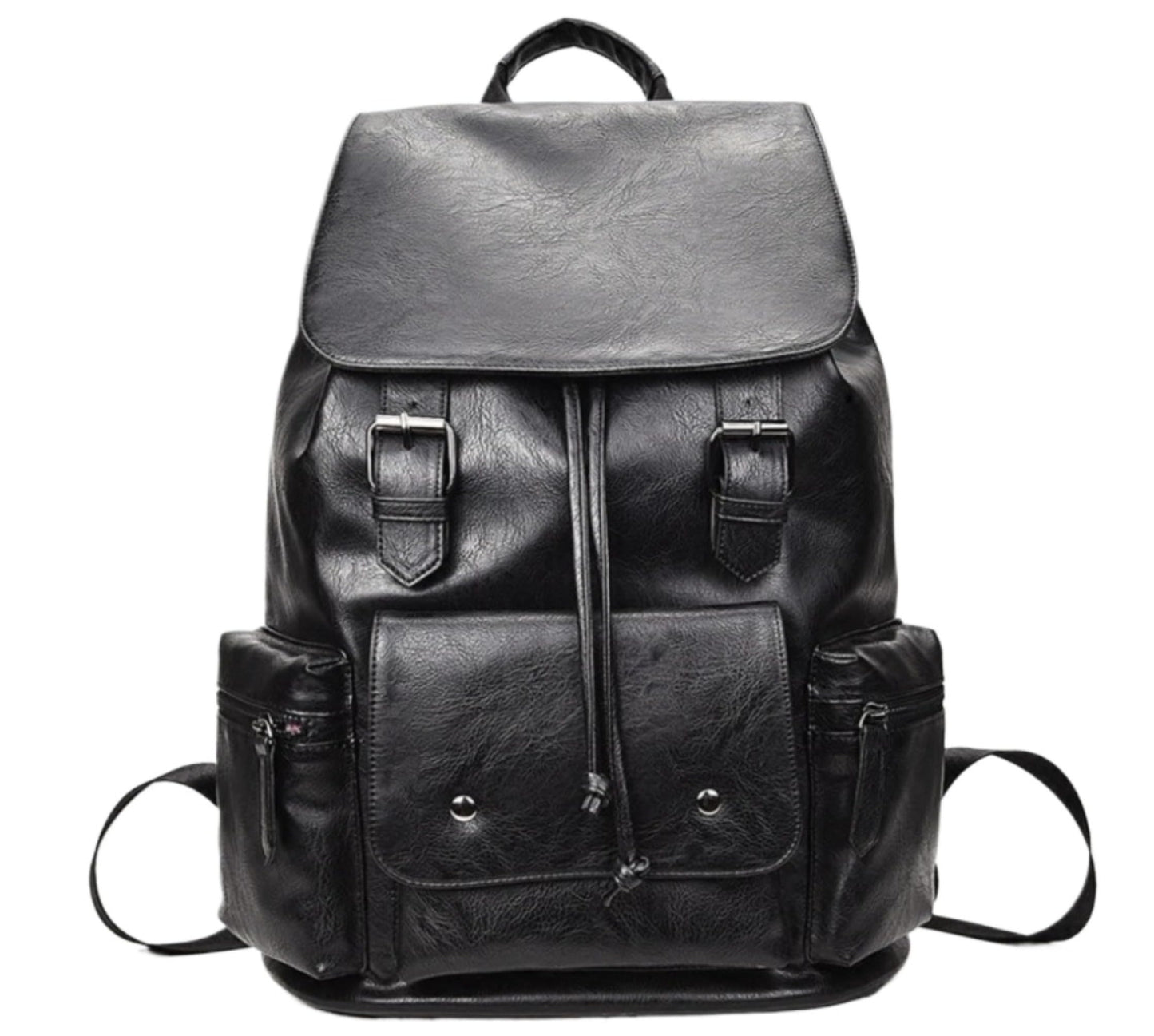 CYLYWJD Unisex PU leather laptop bag work business bag hiking backpack leisure day bag university schoolbag (Large,Black 3)