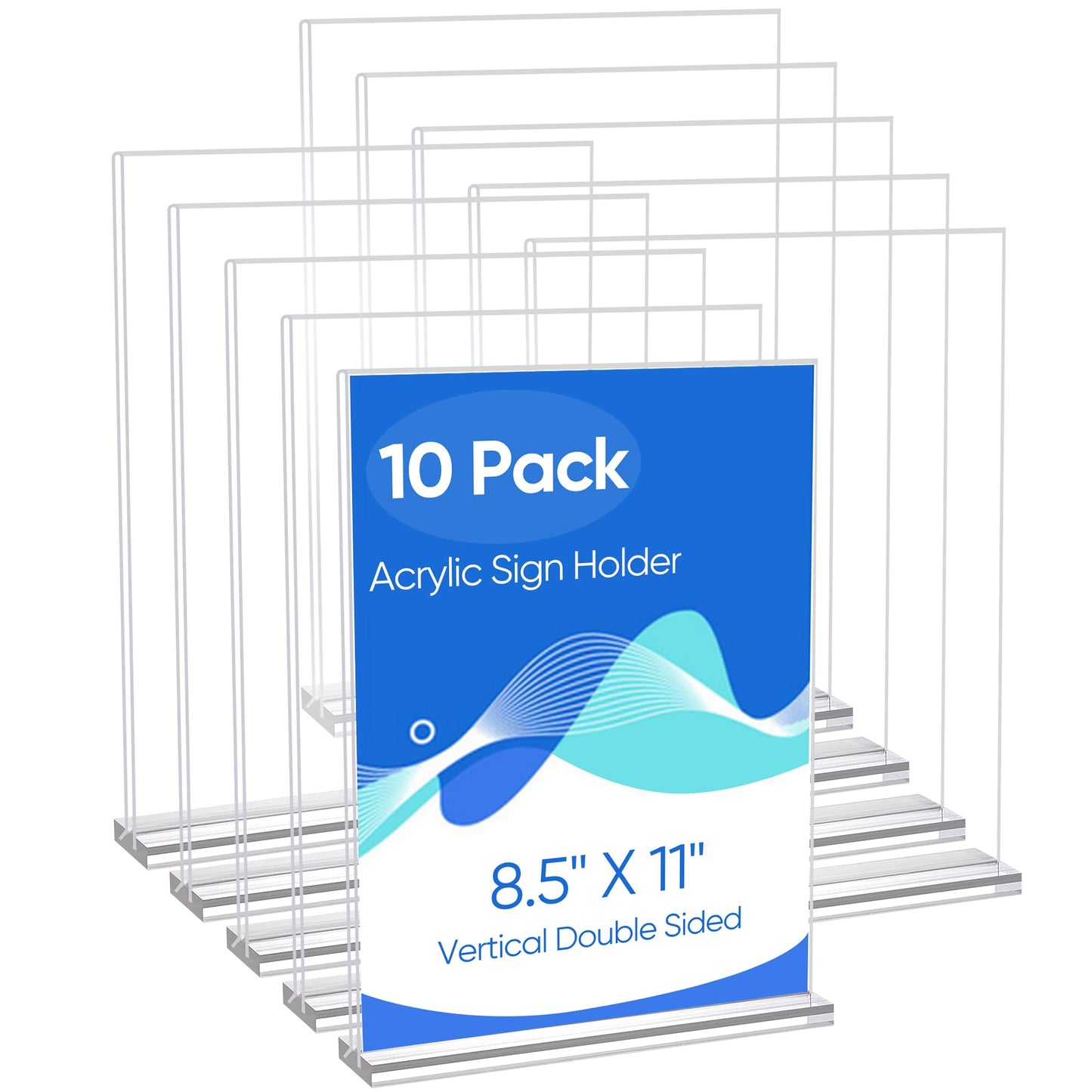 ZongXing acrylic sign holder 8.5 x 11 Paper Stand 10 Pack Clear Double Side T Shape Acrylic Table Signs for Displaying, Flyer Holder Paper Card Holder for Office Business Store Mall Restaurants