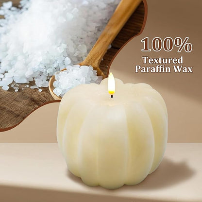 Fall Decor, Fall Decorations for Home - Flameless Pumpkin Candle with Timer Remote - Room Bedroom Table Farmhouse Decor for Halloween, Thanksgiving, White