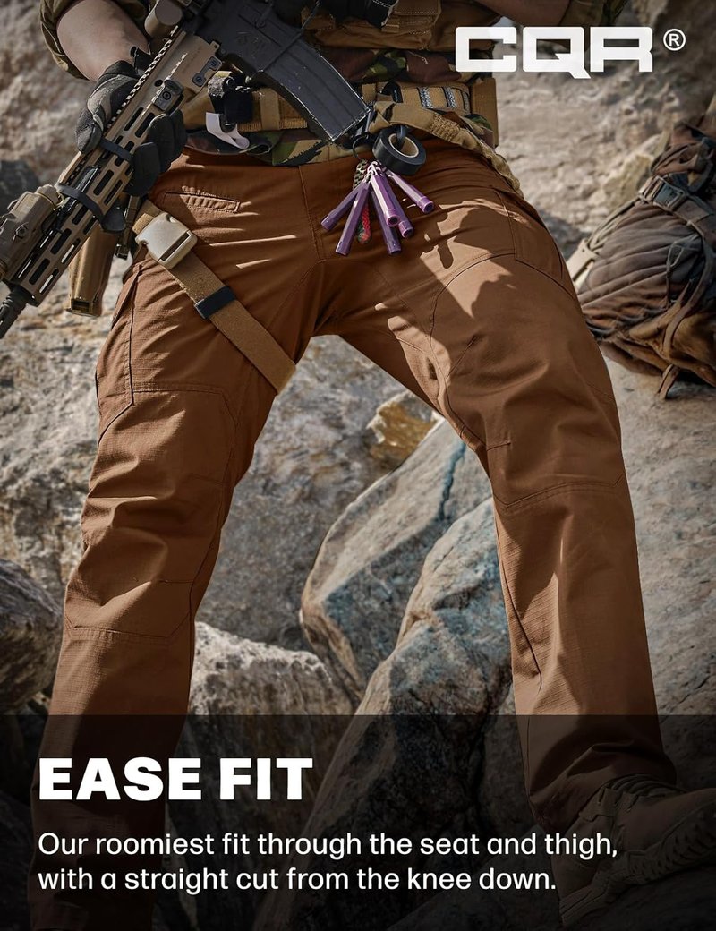 CQR Men's Tactical Pants - Lightweight Water-Resistant Cargo Pants for Hiking | EDC Outdoor Apparel