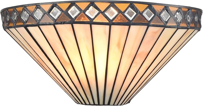 Tiffany Wall Sconce 12-Inch 1-Light Vintage Stained Glass Sconce Light Tiffany Style Sconces Wall Lighting for Bedroom Hallway Living Room Corner Stairwell Corner