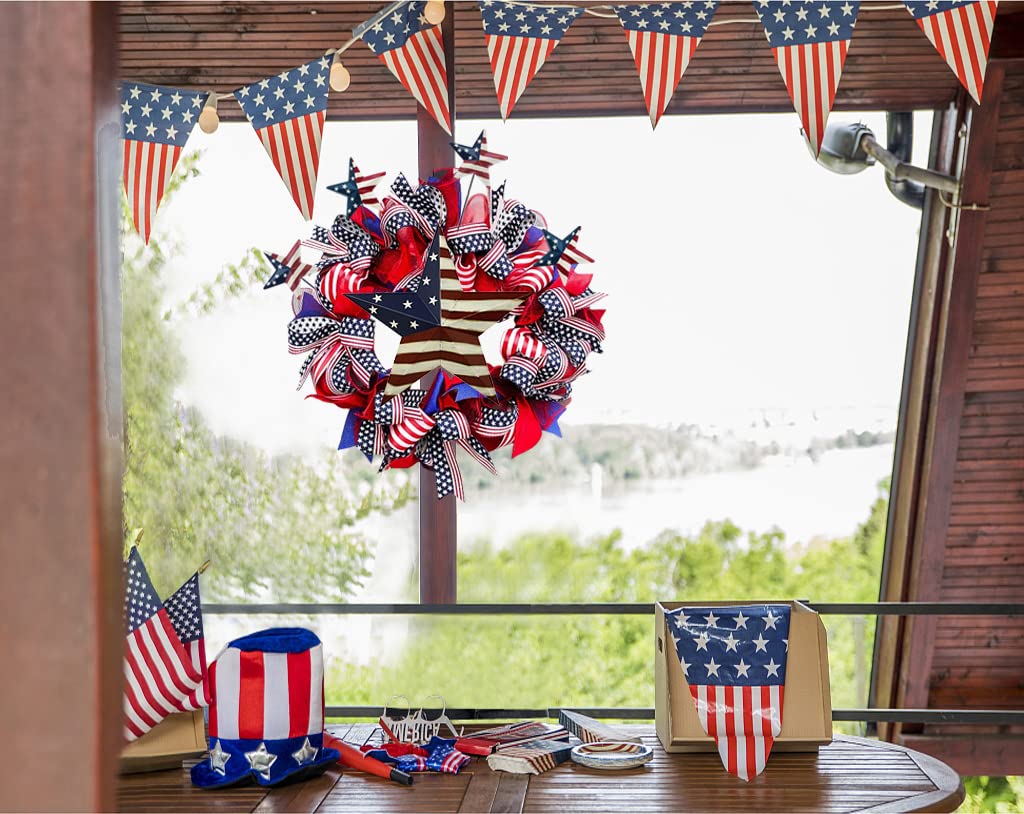 Linfevisi 22 Inch Barn Star Wall Decor Outdoor Patriotic Decorations Hanging Metal Stars American Flag 4th of July Memorial Day Texas Star Wall Art for Western Country Farmhouse Home