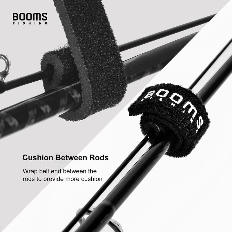 Booms Fishing RS3 5.9" Fishing Rod Wrap Pole Straps for the Tip of the Rods, Black 6pcs