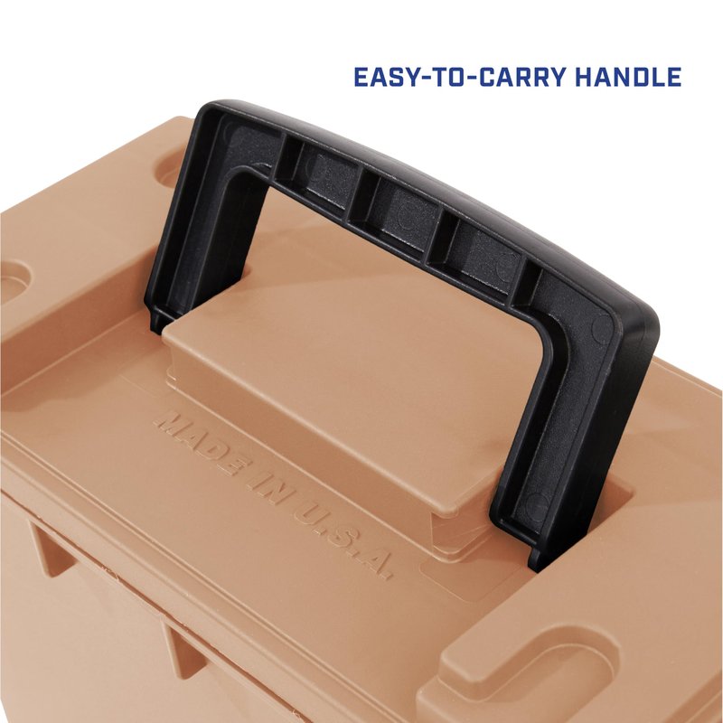 Sheffield 12627 Ammo Storage Box, Stackable .30 Cal Field Boxes, Water and Dust Resistant, Lockable Storage Box with Handle, Secures Hunting Gear, Supplies, and Bullets, Made in USA, Tan, 1-Pack