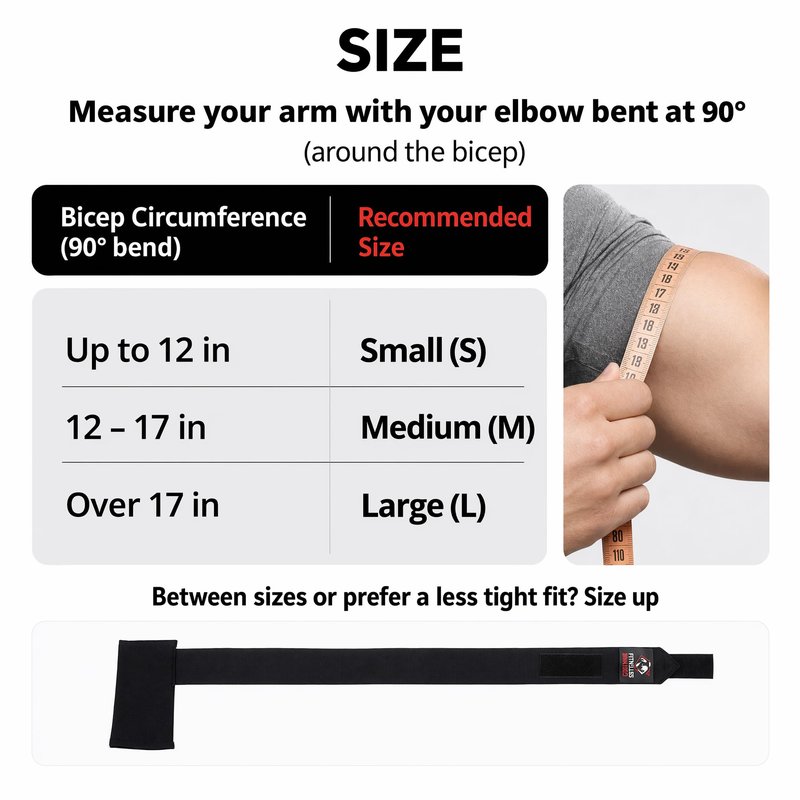 Prime Beast Hybrid Elbow Wraps for Weightlifting, Compression Sleeve and Adjustable Wrap Support for Bench Press, Powerlifting, and Gym Training (1 Pair) (Black, Medium)