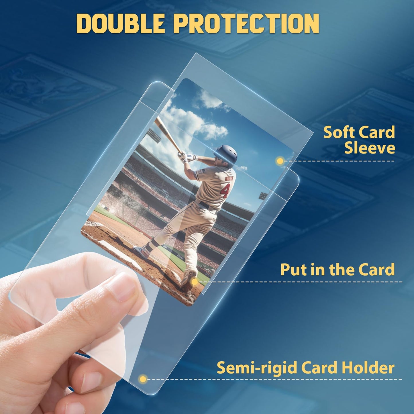 100ct Semi-Rigid Card Holder and 100ct Penny Sleeves, Grading Card Sleeves with 1/2" Lip, Card Submission Kit for PSA BGS SGC, Trading Card Protectors for Grading Sending Collection Storage
