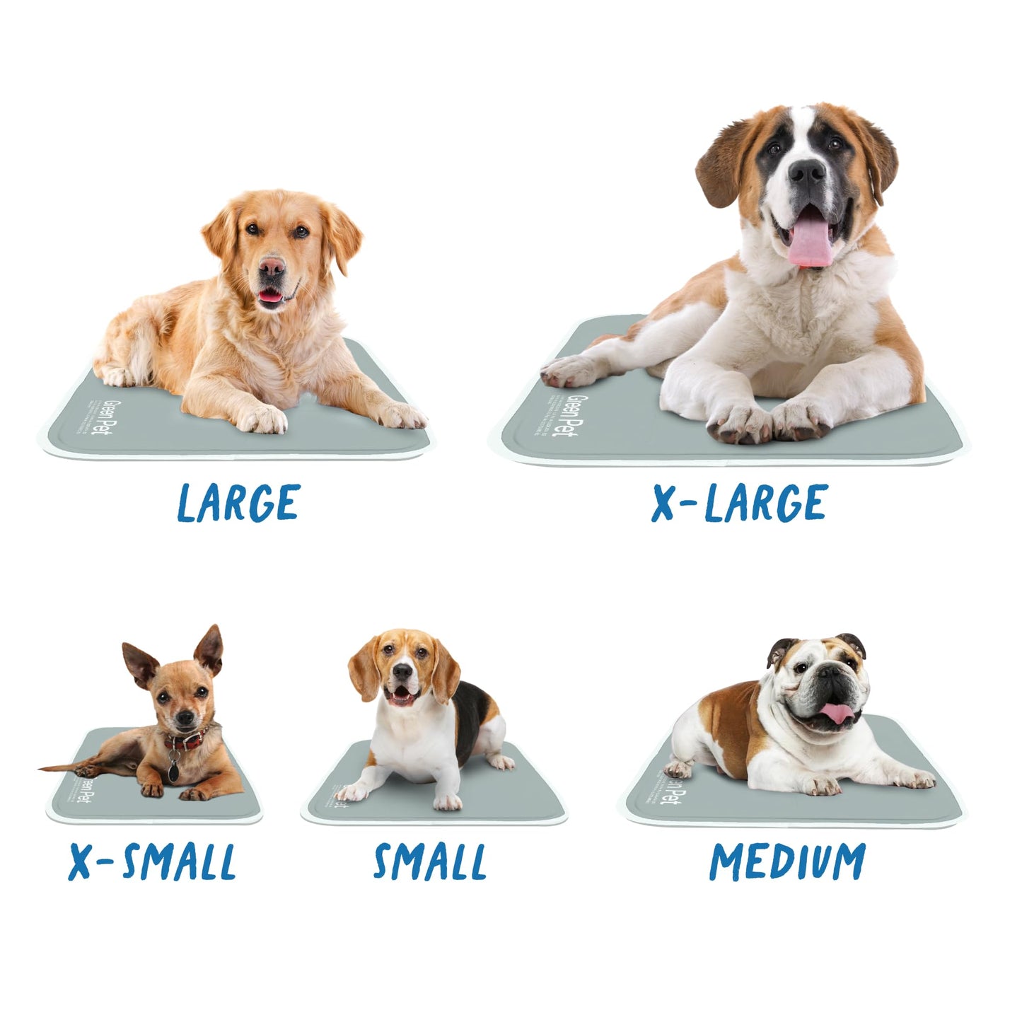 The Green Pet Shop Cool Pet Pad - Large, Sage Grey - Self-Cooling, Pressure Activated Mat for Dogs & Cats from 46-80 lbs - Non-Toxic Gel, No Water Needed