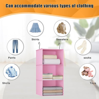 Hanging Closet Organizer and Storage 3-Shelf, Easy Mount Foldable Hanging