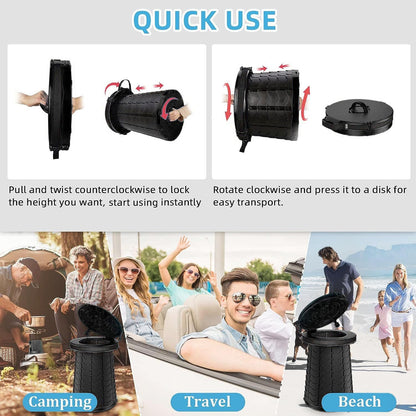 XXL 19.7"H Adjustable Foldable Portable Camping Toilet, Luggable Loo with Lid, Strap,Toilet Bag for Camping, Hiking, Travel and Car
