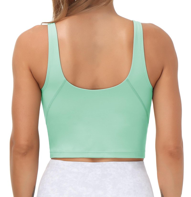 Women’s Longline Sports Bra Wirefree Padded Medium Support Yoga Bras Gym Running Workout Tank Tops(Mint Green, X-Large)