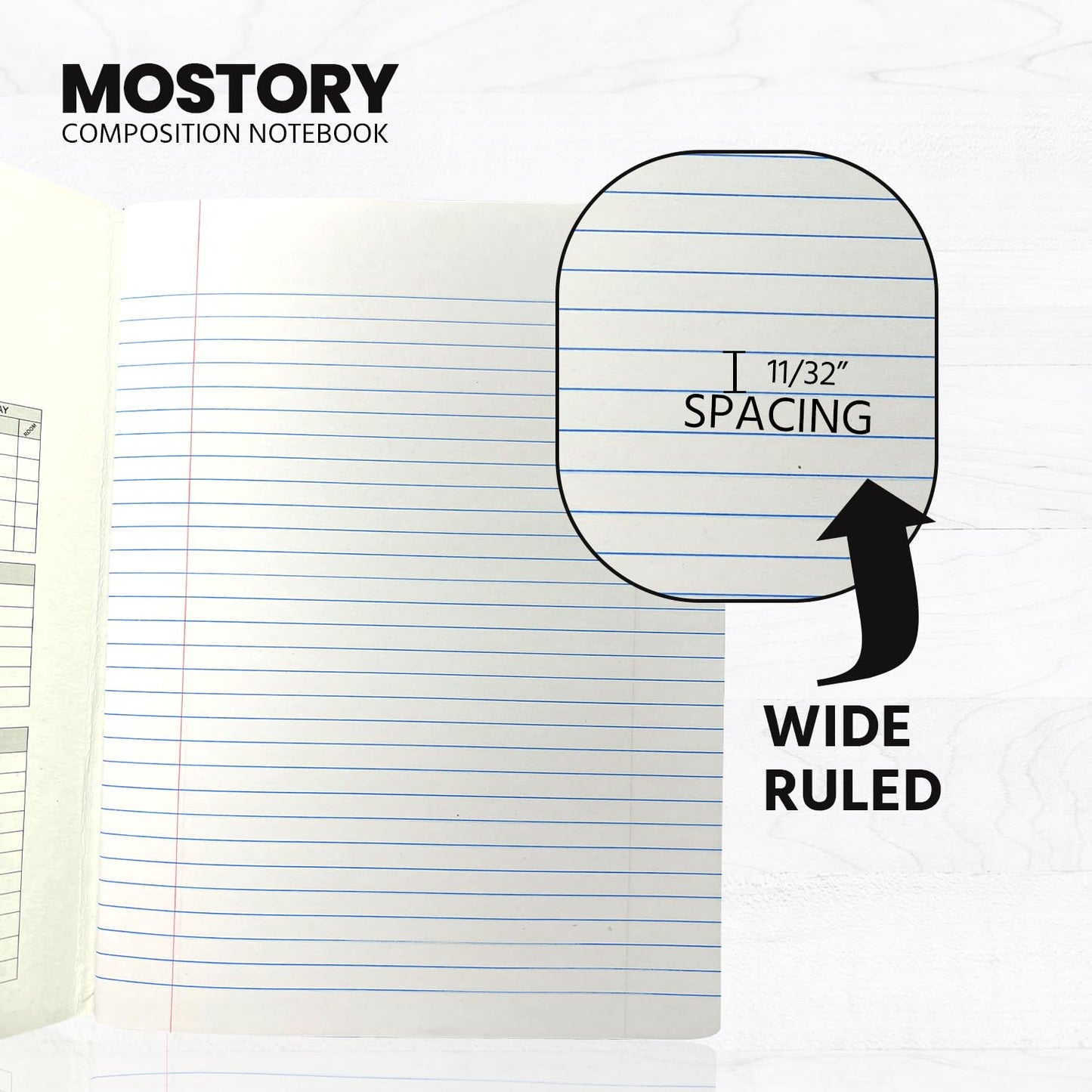 MOSTORY Pack of 10 Composition Notebook - Wide Ruled 200 Pages (100 Sheets), Size 7.5" x 9.75", Bulk School Supplies, Office, Bulk Notebooks for School, Writing Journal Notebook with Lined Paper